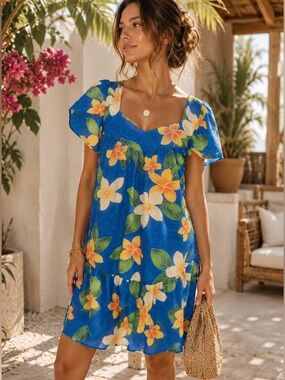 Royal Hawaiian Creations Made in Hawaii Tropical Floral Dress Size M